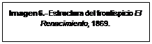 Cuadro de texto: Imagen 6.- Estructura del frontispicio El Renacimiento, 1869. 